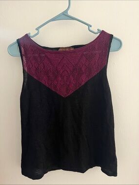Bandolino Black Tank with Plum Lace Yoke
